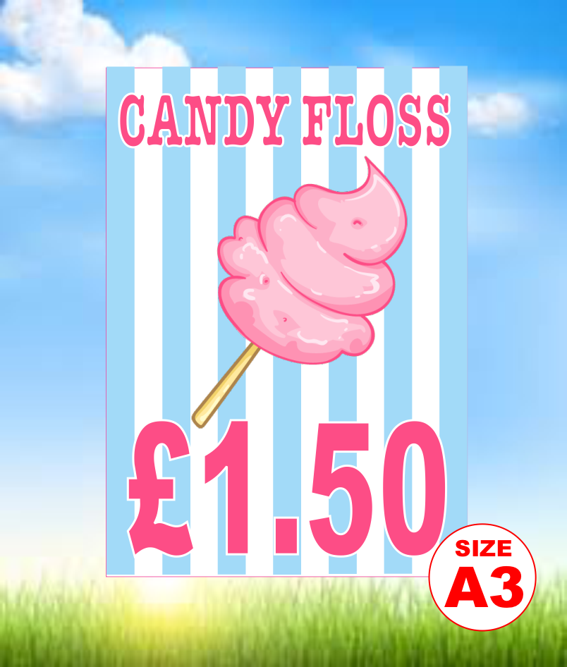 Floss Sign Candy Floss with Price – Bouncy Signs