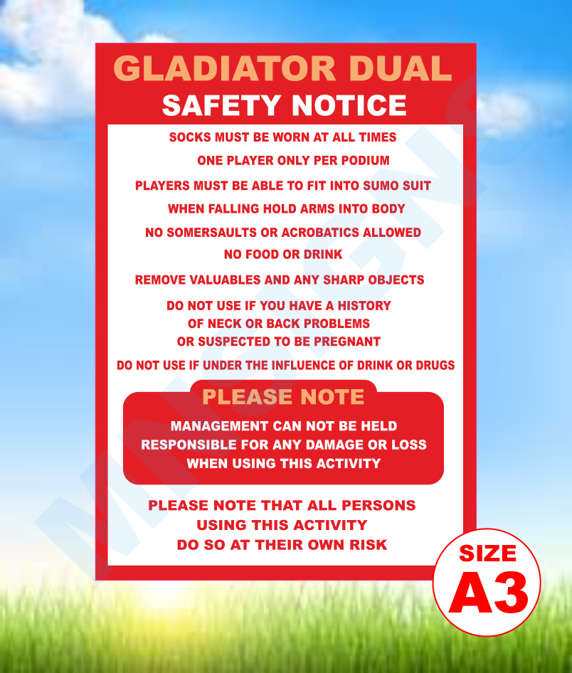 Gladiator Dual safety notice