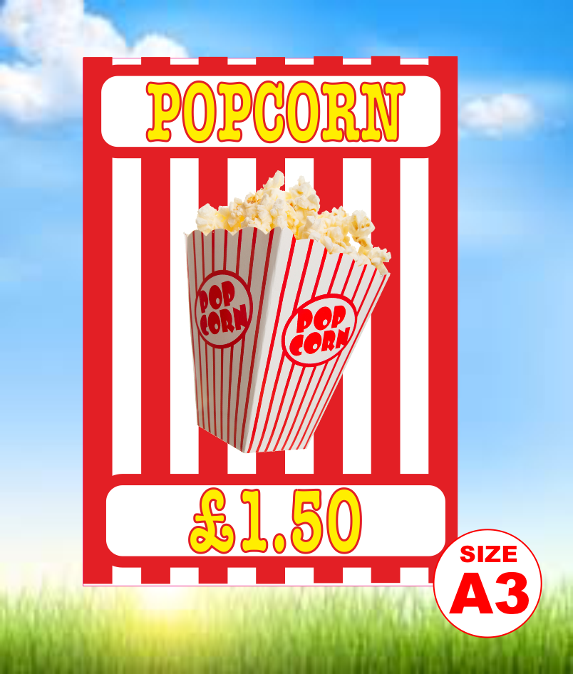 Popcorn sign with price