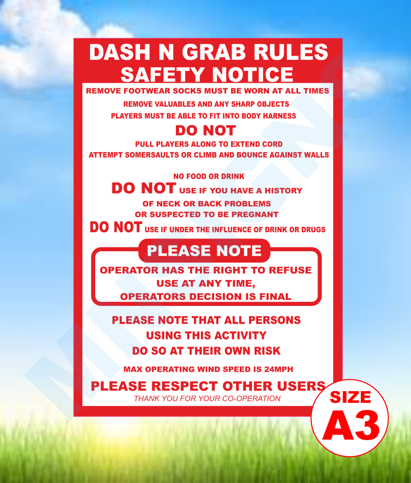 Dash n Grab safety sign